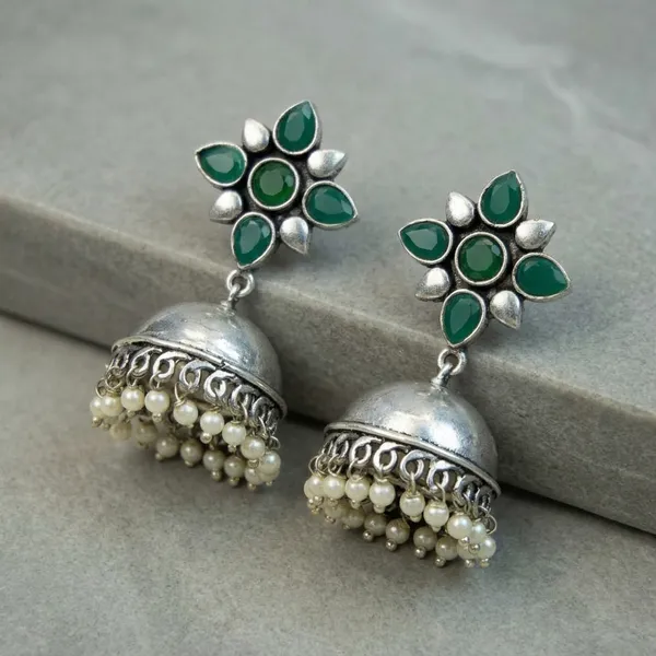MYRA_-_Silver_Toned_BRASS_Earrings