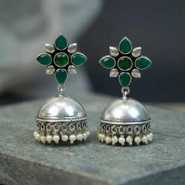 MYRA_-_Silver_Toned_BRASS_Earrings