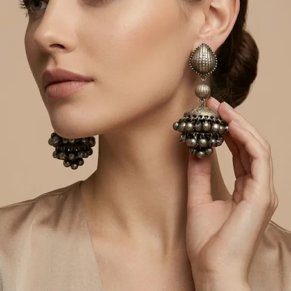 MYRA_-_Silver_Toned_BRASS_Earrings