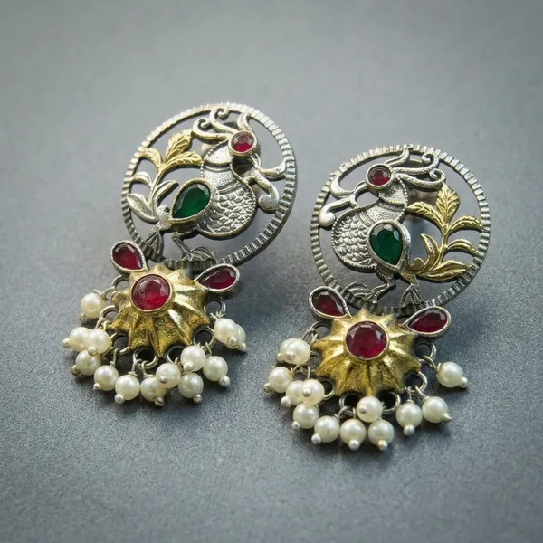 SARA_-_Dual_Tone_Premium_Peacock_Earrings