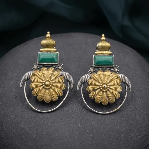 SARA__-_Dual_Toned_BRASS_Earrings