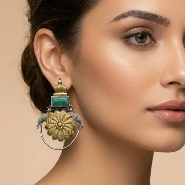 SARA__-_Dual_Toned_BRASS_Earrings