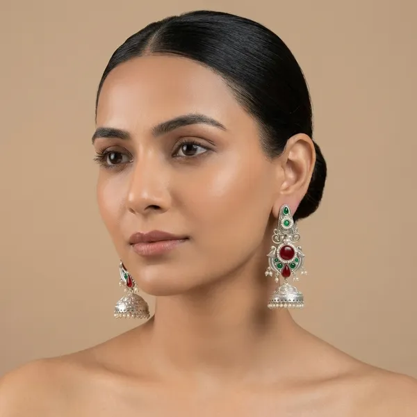 MYRA_-_Silver_Toned_BRASS_Earrings