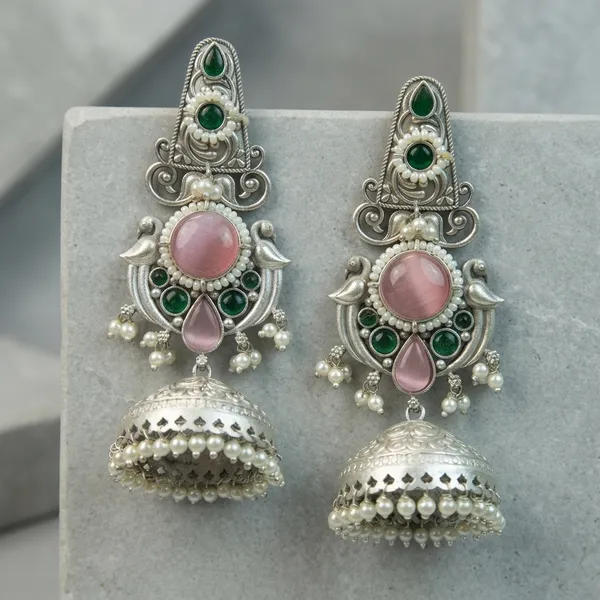 MYRA_-_Silver_Toned_BRASS_Earrings