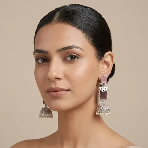 MYRA_-_Silver_Toned_BRASS_Earrings