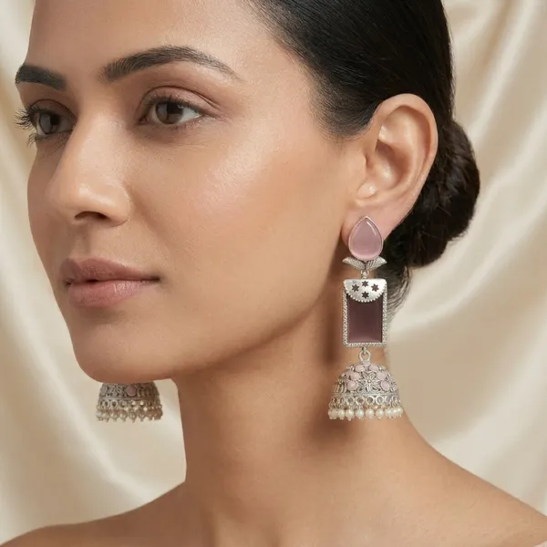 MYRA_-_Silver_Toned_BRASS_Earrings