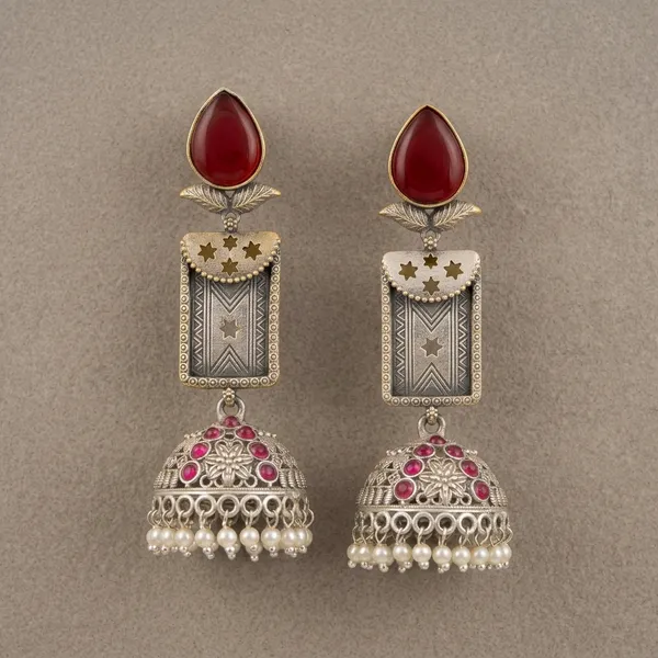 MYRA_-_Silver_Toned_BRASS_Earrings