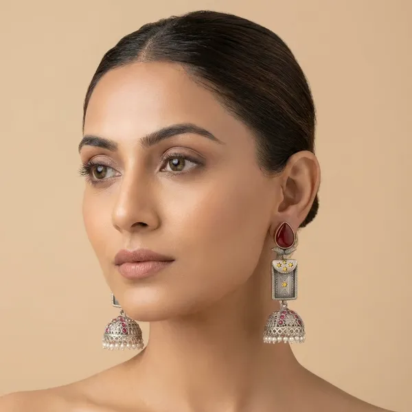MYRA_-_Silver_Toned_BRASS_Earrings