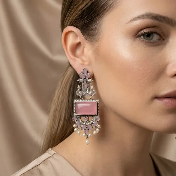 MYRA_-_Silver_Toned_BRASS_Earrings