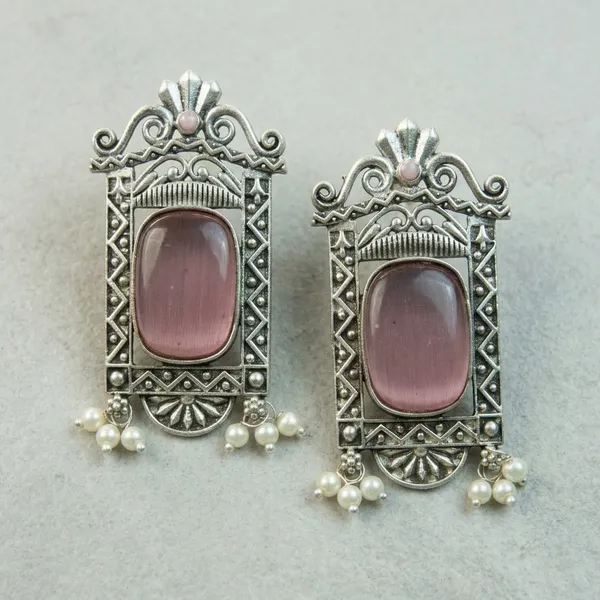 MYRA_-_Silver_Toned_BRASS_Earrings