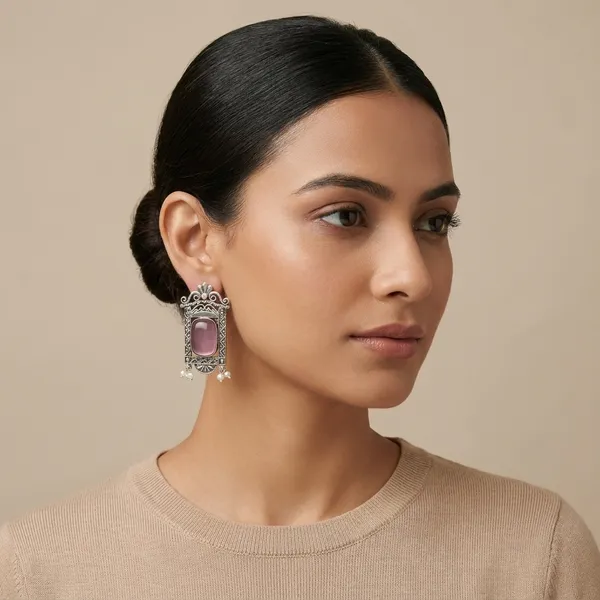 MYRA_-_Silver_Toned_BRASS_Earrings