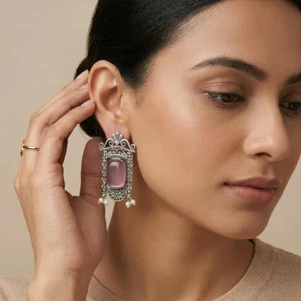 MYRA_-_Silver_Toned_BRASS_Earrings