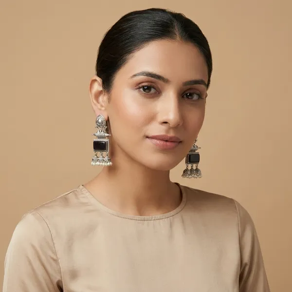 MYRA_-_Silver_Toned_BRASS_Earrings