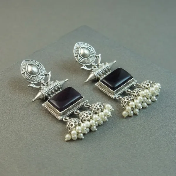 MYRA_-_Silver_Toned_BRASS_Earrings