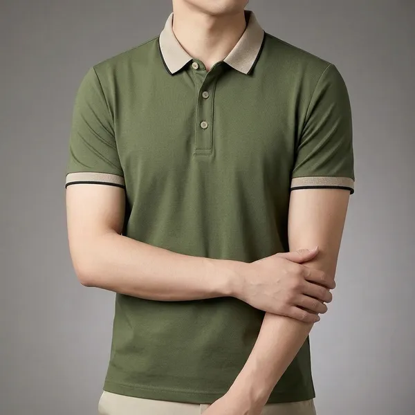 Olive_Green_Regular_Fit_Contrast_Collar_Polo_T_Shirt_For_Men