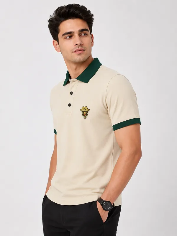 Cream_Color_Men_Polo_T-Shirt