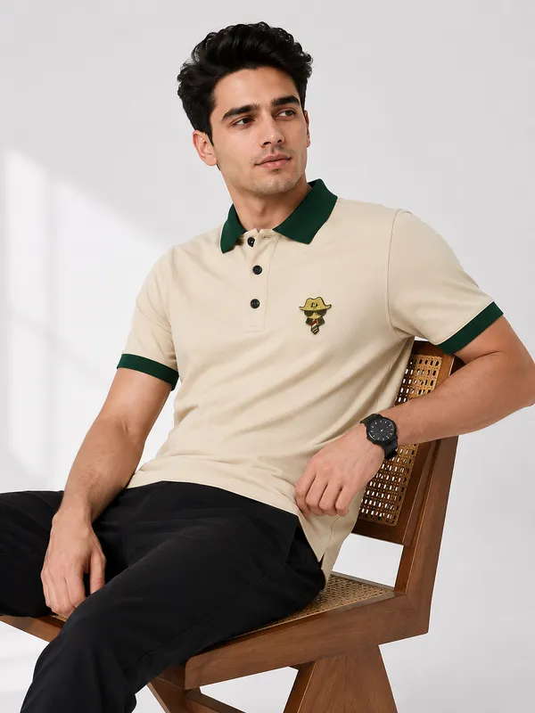 Cream_Color_Men_Polo_T-Shirt