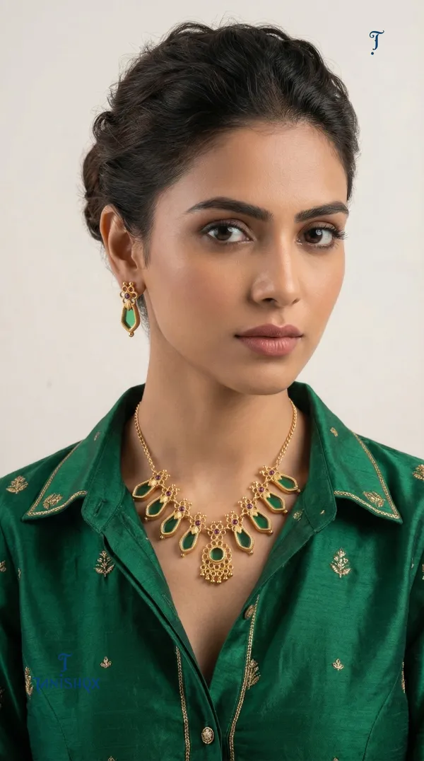 Traditional_Gold-Plated_Necklace_Set_With_Earrings
