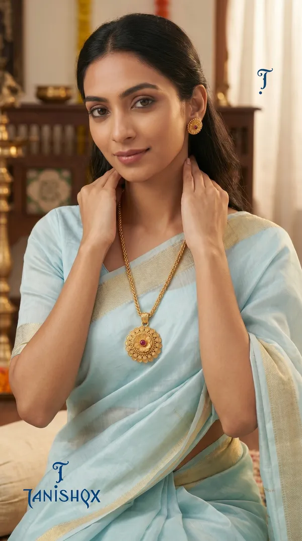 Amazing_Antique_Gold_Floral_Stone_Pendant_Set