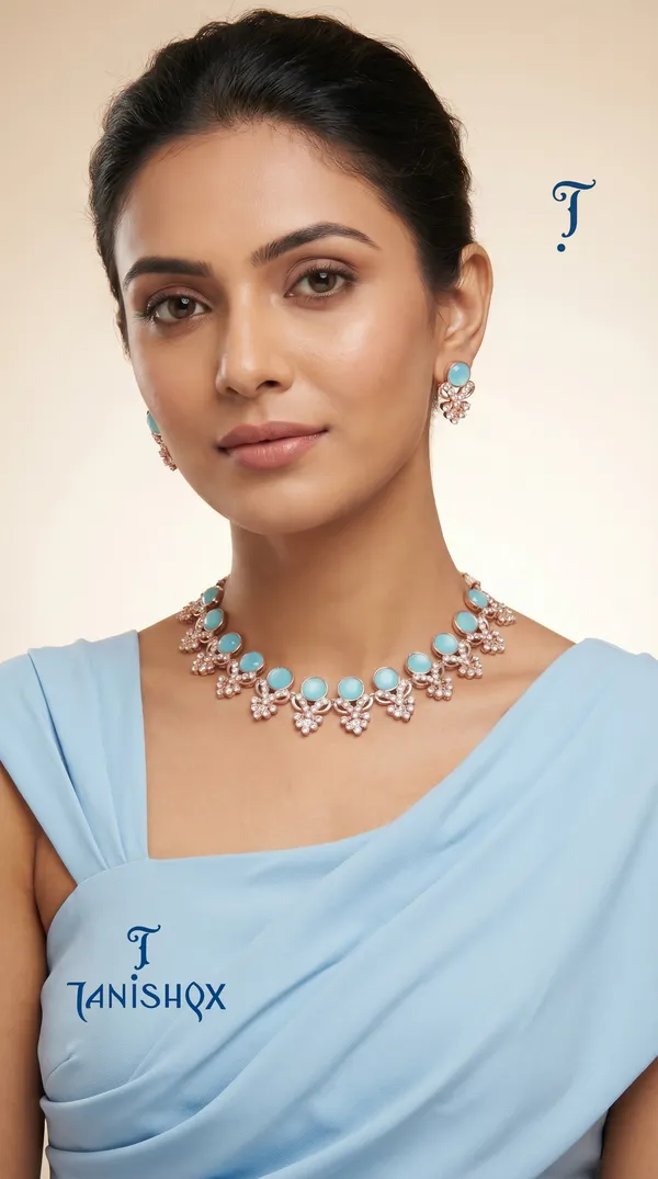 Designer_Blue_Diamond_Look_Choker_Set_With_Matching_Earrings_For_Women
