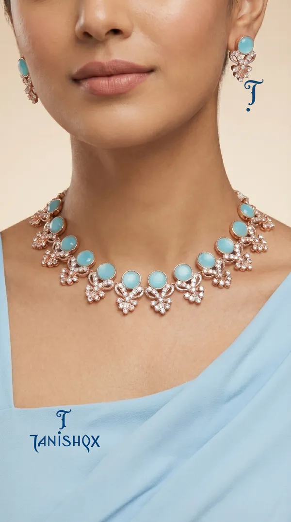 Designer_Blue_Diamond_Look_Choker_Set_With_Matching_Earrings_For_Women