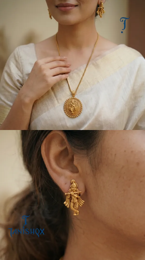 Antique_Gold_Finish_Krishna_Pendant_Chain_Set_For_Women