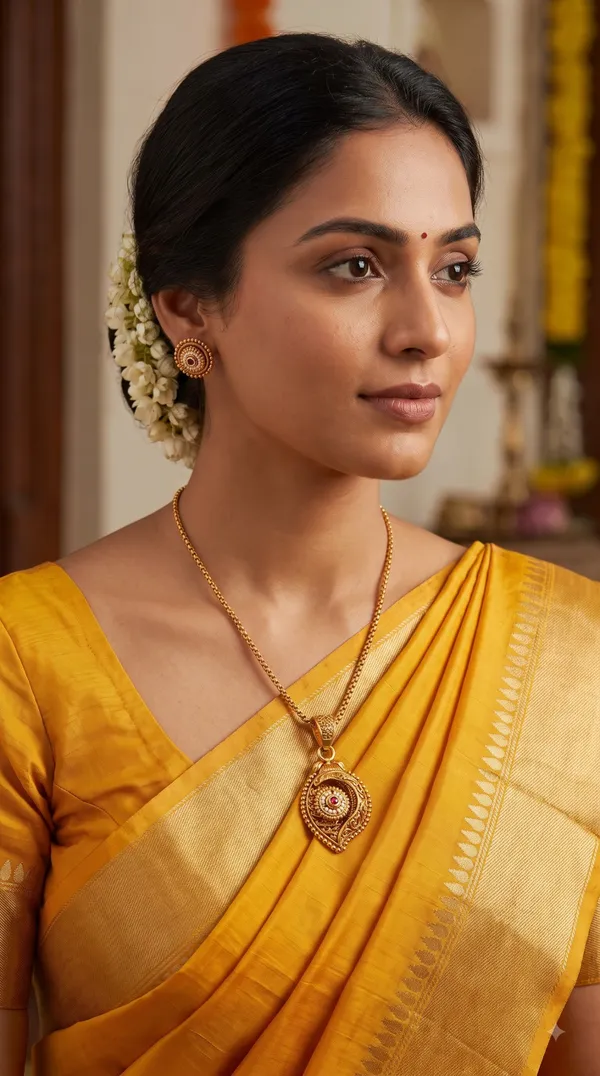 Antique_Gold_Leaf-Shaped_Pendant_Necklace_with_Round_Matching_Earrings_Set