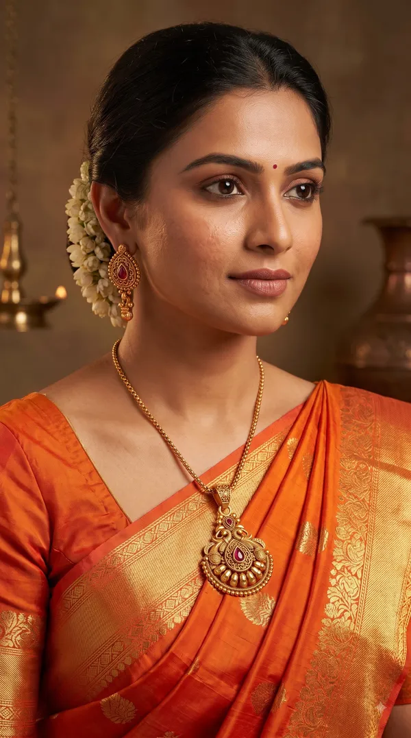 Ruby_Drop_Motif_Antique_Gold_Necklace_&_Earring_Jewellery_Set