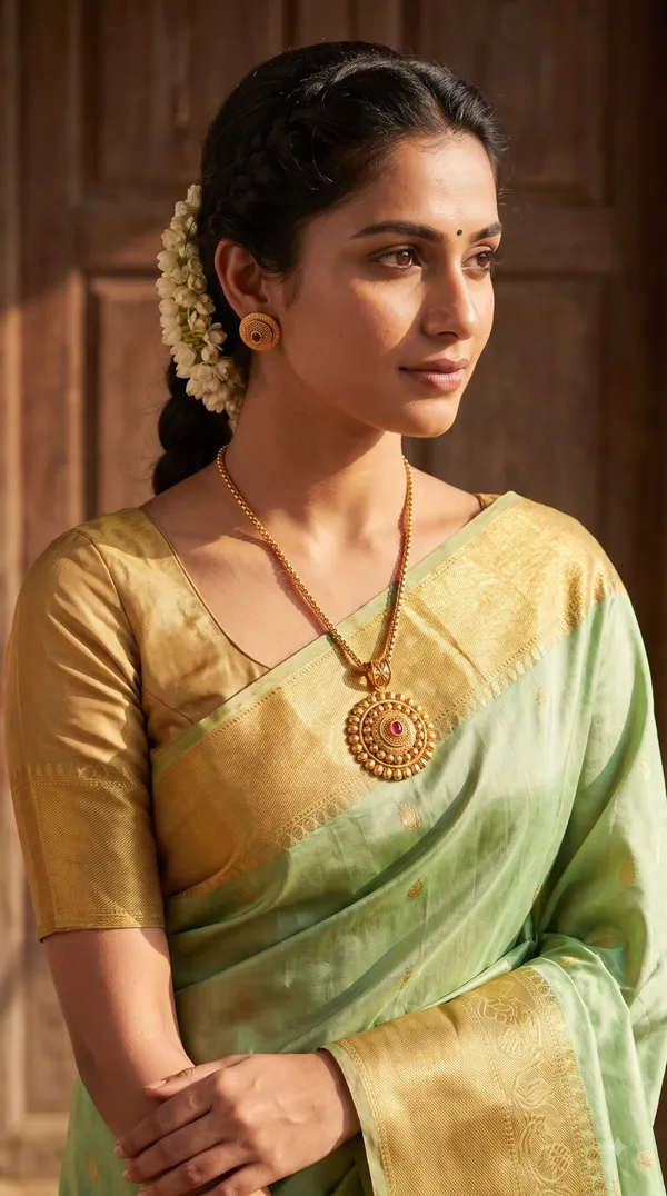 Round_Gold-Tone_Pendant_Necklace_Set_with_Matching_Stud_Earrings