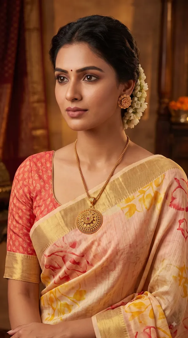 Antique_Gold_Floral_Medallion_Necklace_Set_with_Ruby_Accent