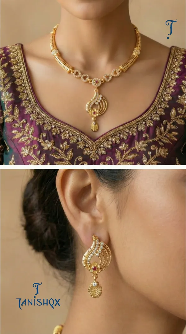 Traditional_Gold-Plated_Necklace_Set_With_Earrings