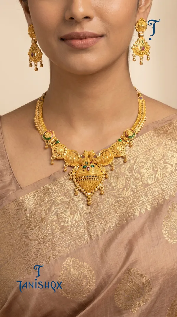 Traditional_Gold-Plated_Necklace_Set_With_Earrings