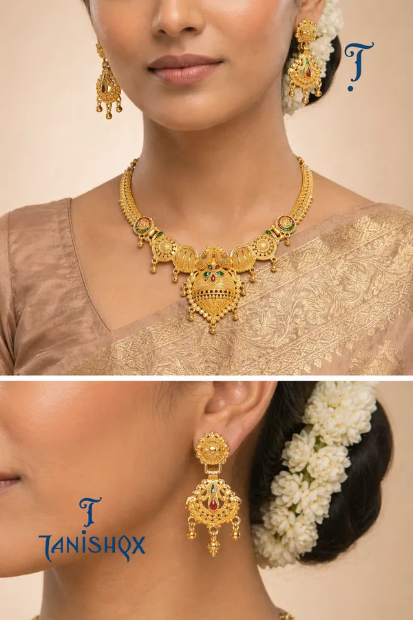 Traditional_Gold-Plated_Necklace_Set_With_Earrings