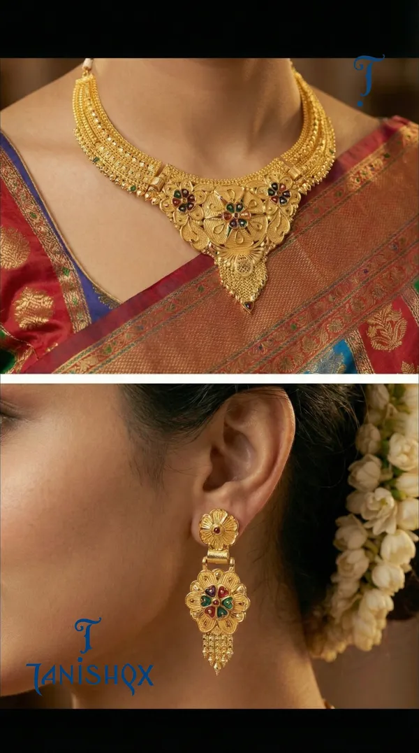 Traditional_Gold-Plated_Necklace_Set_With_Earrings