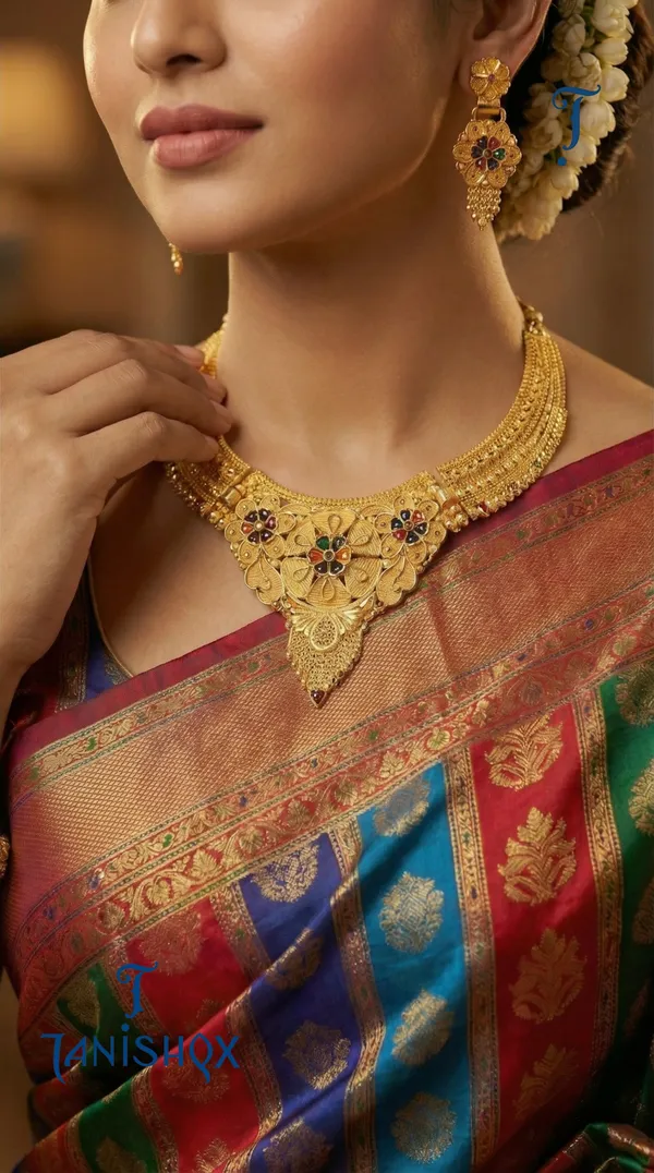 Traditional_Gold-Plated_Necklace_Set_With_Earrings