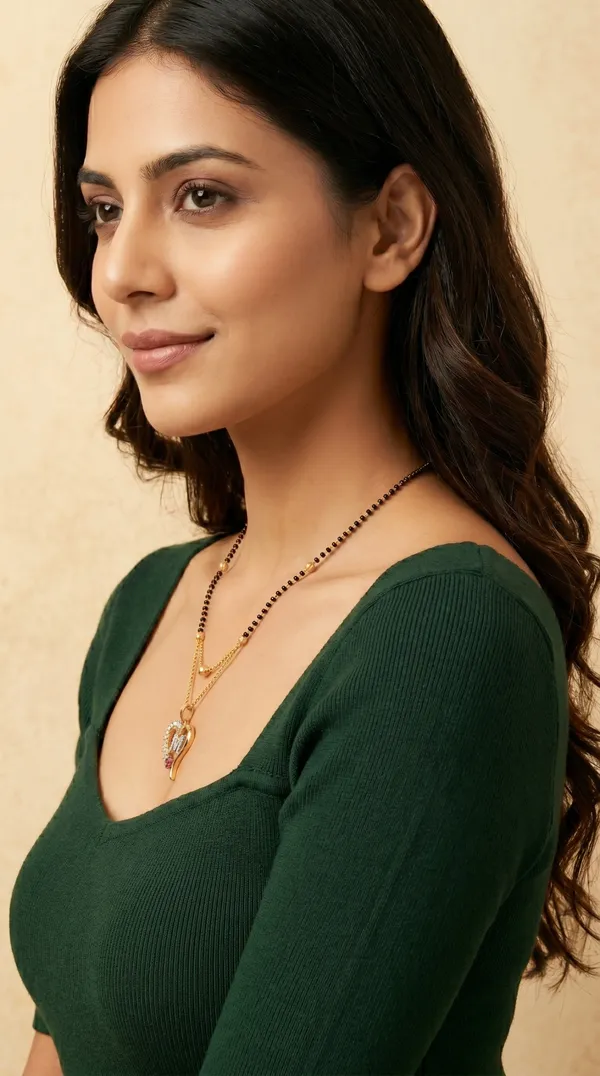 Gold_Plated_Initial_Heart_Pendant_Mangalsutra_With_Black_Beads_For_Women