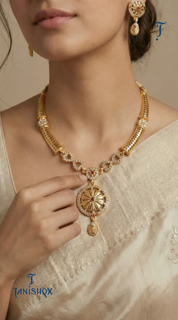 Traditional_Gold-Plated_Necklace_Set_With_Earrings
