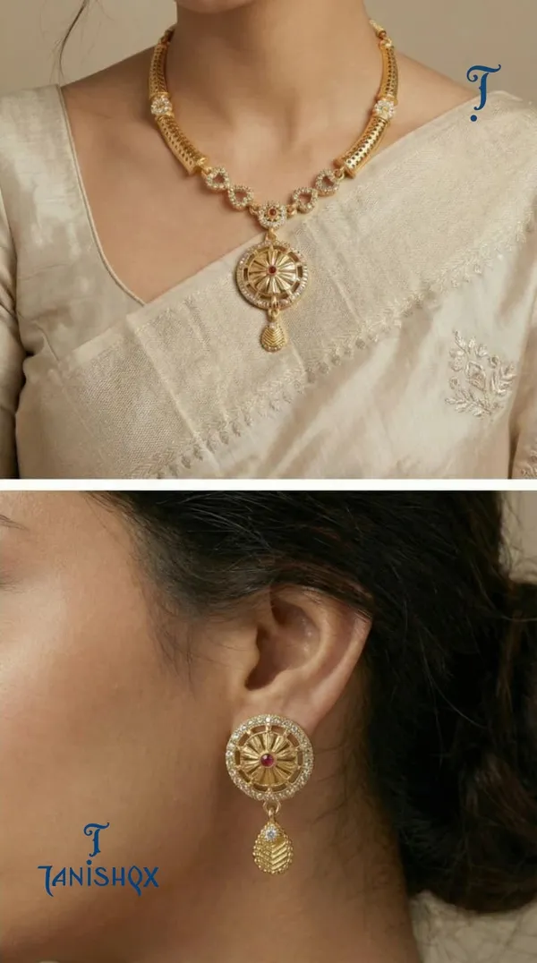 Traditional_Gold-Plated_Necklace_Set_With_Earrings