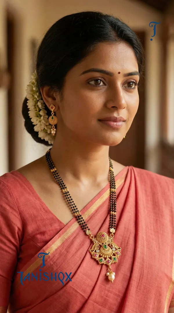 Micro_Gold_Plated_Diamond_Studded_Fancy_Flower_Square_Mangalsutra_Set_With_Earrings