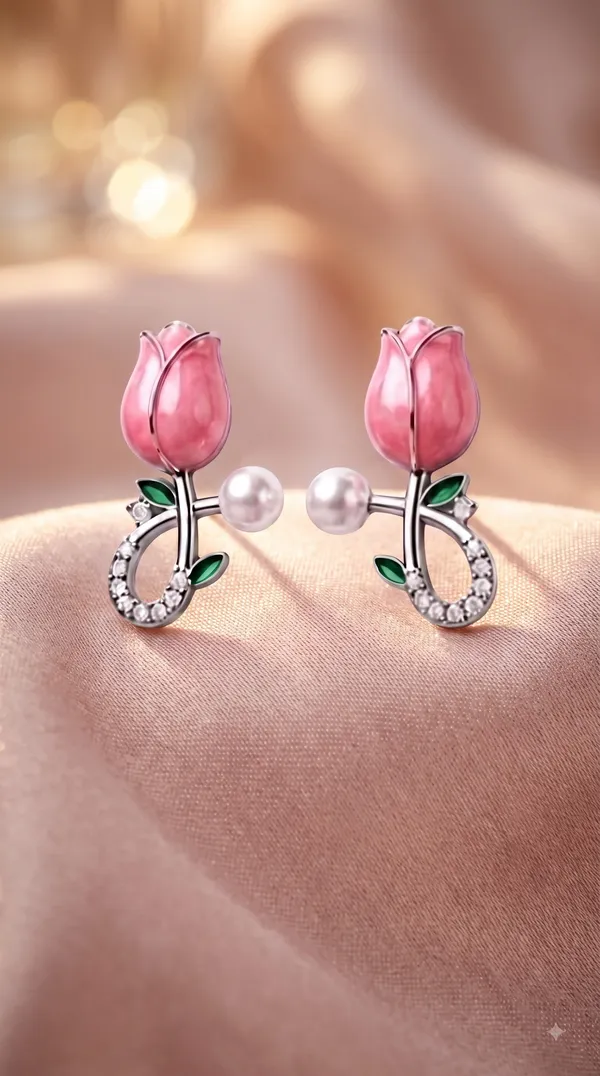 Elegant_Pink_Tulip_Pearl_Earrings_for_Women