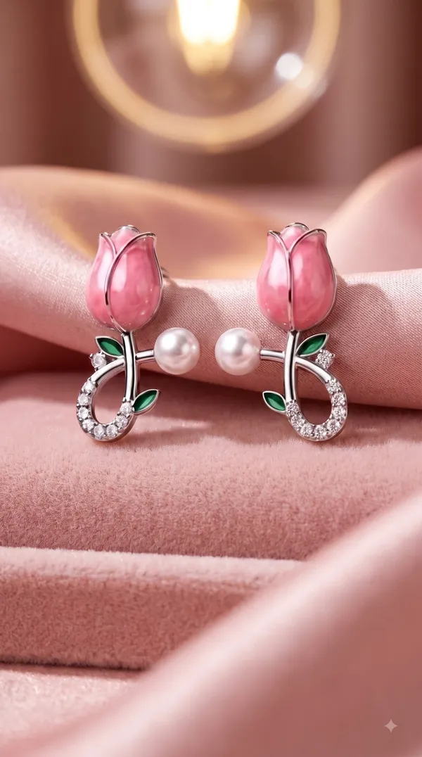 Elegant_Pink_Tulip_Pearl_Earrings_for_Women