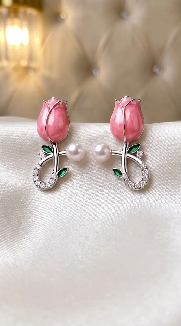 Elegant_Pink_Tulip_Pearl_Earrings_for_Women