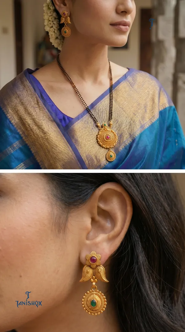 Amazing_Antique_Gold_Floral_Stone_Pendant_Set