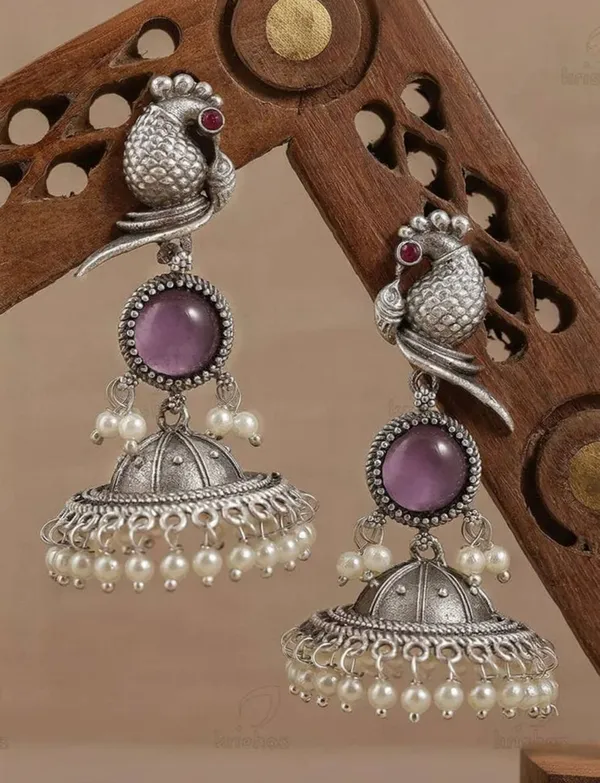 Elegant_Silver_Peacock_Jhumka_Earrings_For_Women