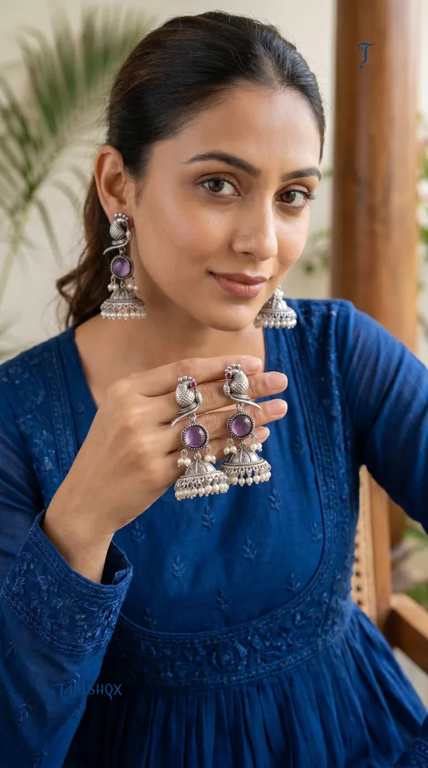 Elegant_Silver_Peacock_Jhumka_Earrings_For_Women