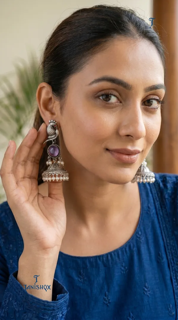 Elegant_Silver_Peacock_Jhumka_Earrings_For_Women