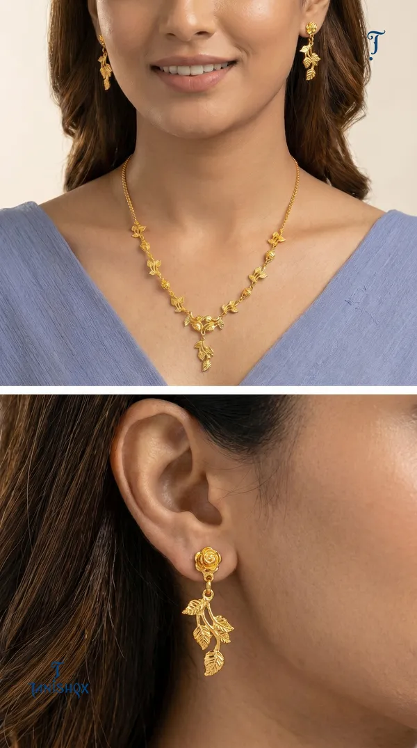 Rose_Gold_Floral_Vine_Necklace_&_Earrings_Set_With_White_Stone_Detailing