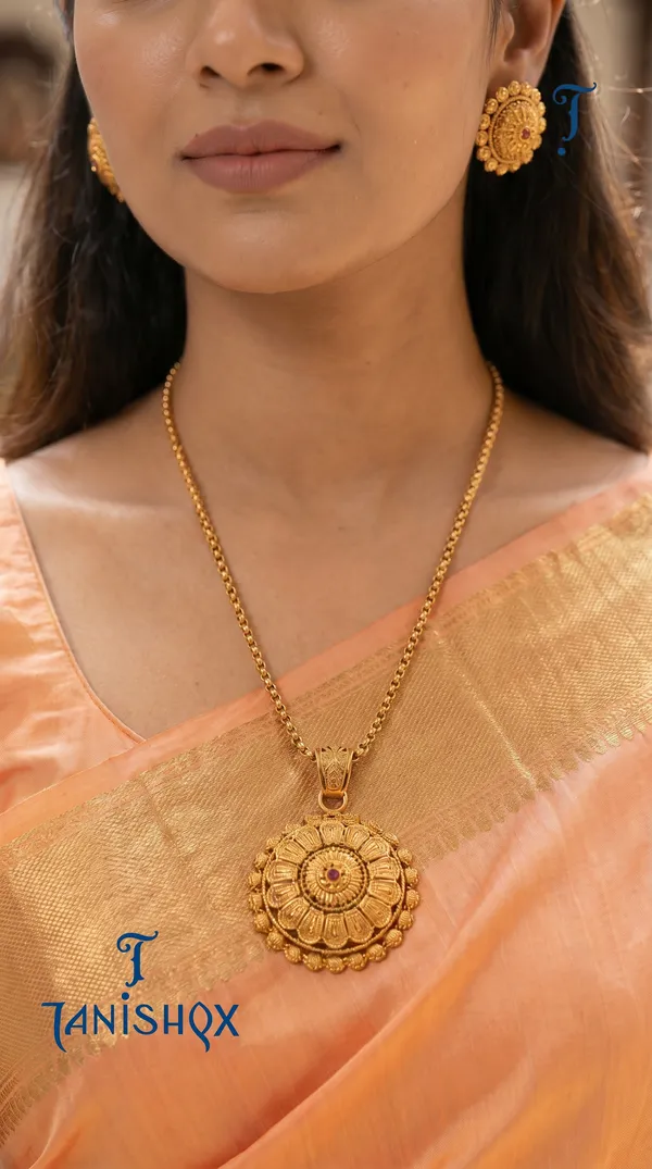 Amazing_Antique_Gold_Floral_Stone_Pendant_Set