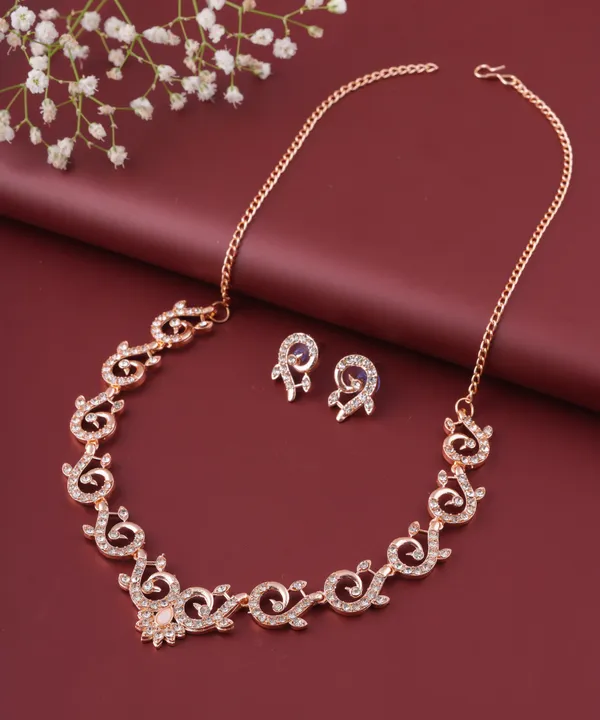 Designer_Swirl_Pattern_Necklace_Set_With_Diamond_Finish_&_Earrings