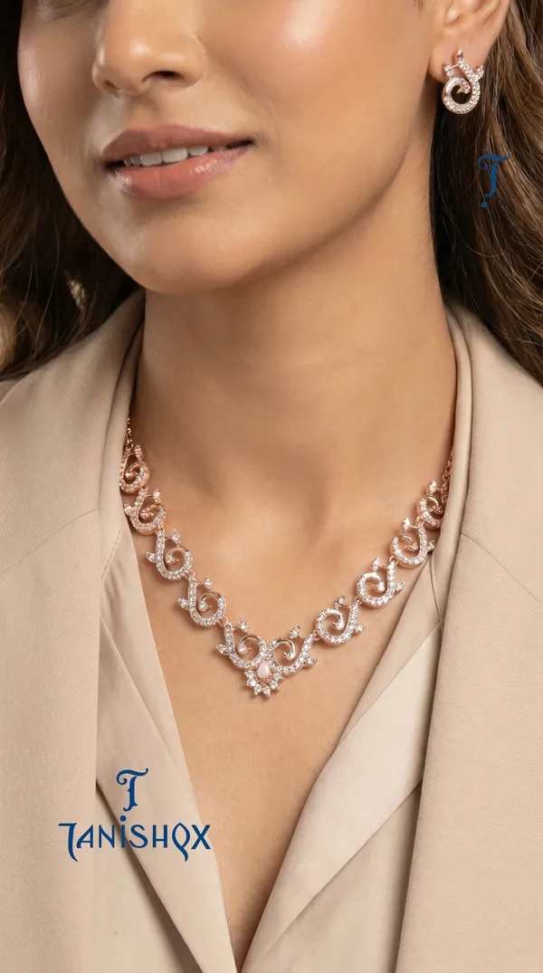Designer_Swirl_Pattern_Necklace_Set_With_Diamond_Finish_&_Earrings